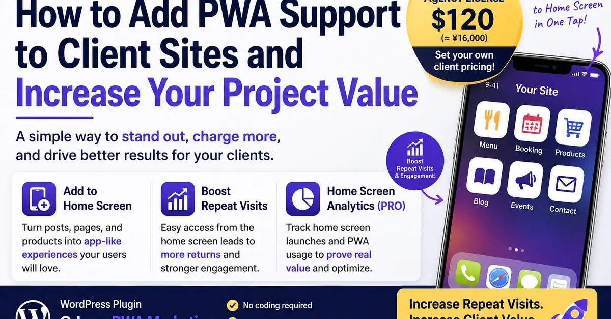 Offering PWA Support as a WordPress Service Add-on